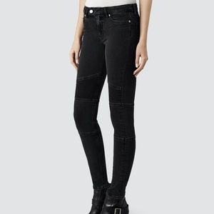 All Saints Cropped Biker Skinny Jeans